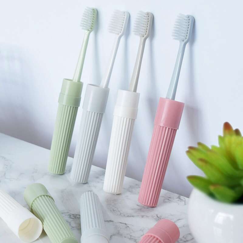 

1pc Solid Travel Toothbrush Storage Box, Multicolor