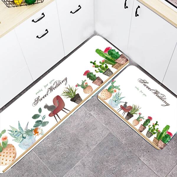 

1pc Cactus Print Floor Mat, Multicolor