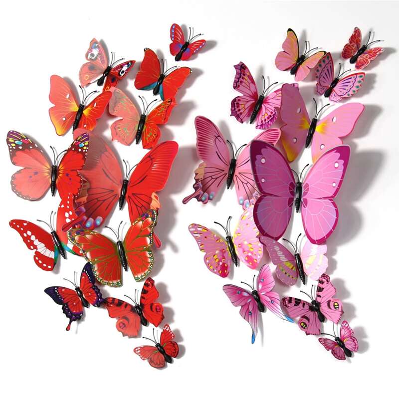 

12pcs Butterfly Shaped Wall Decor, Multicolor