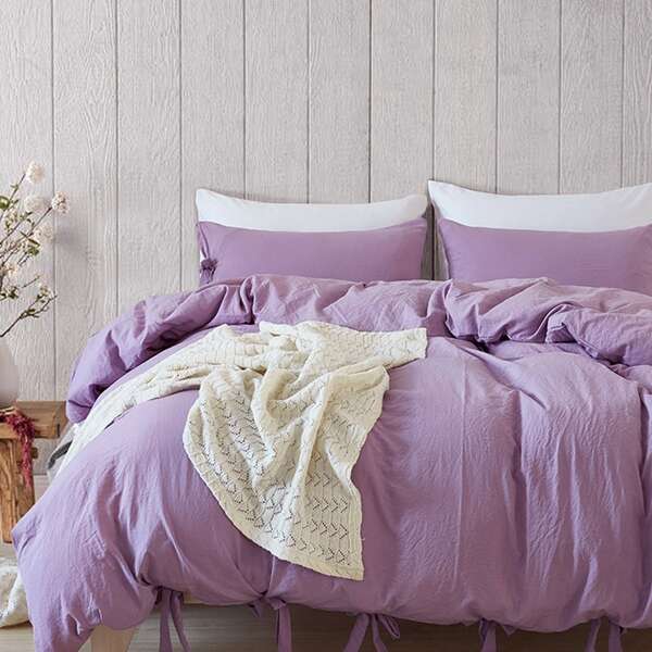 

Комплект однотонного постельного белья на шнурках без наполнителя, Пурпурный