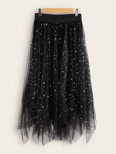 Velvet Galaxy Print Tee & Skirt