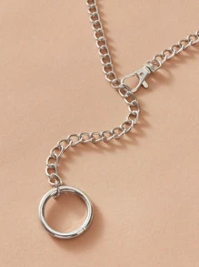 1入組圓環吊墜項鍊 - 銀色 - 查看 4