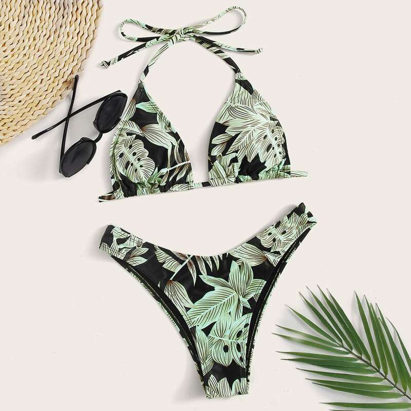 

Tropical Triangle High Cut Bikini Swimsuit, Multicolor