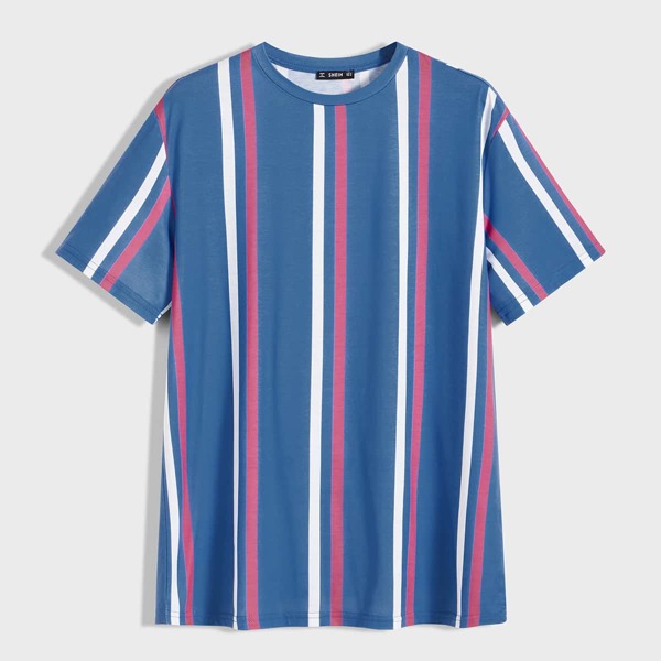 

Men Striped Print Top, Blue