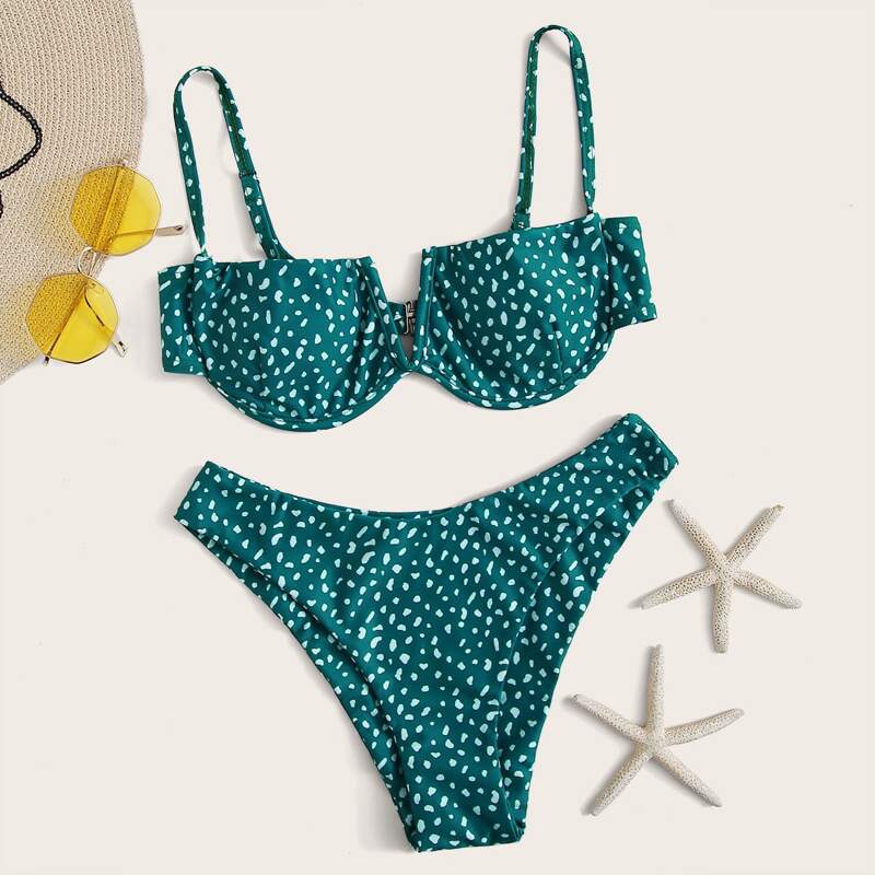 

Dalmatian V Wired Underwire Bikini Swimsuit, Green