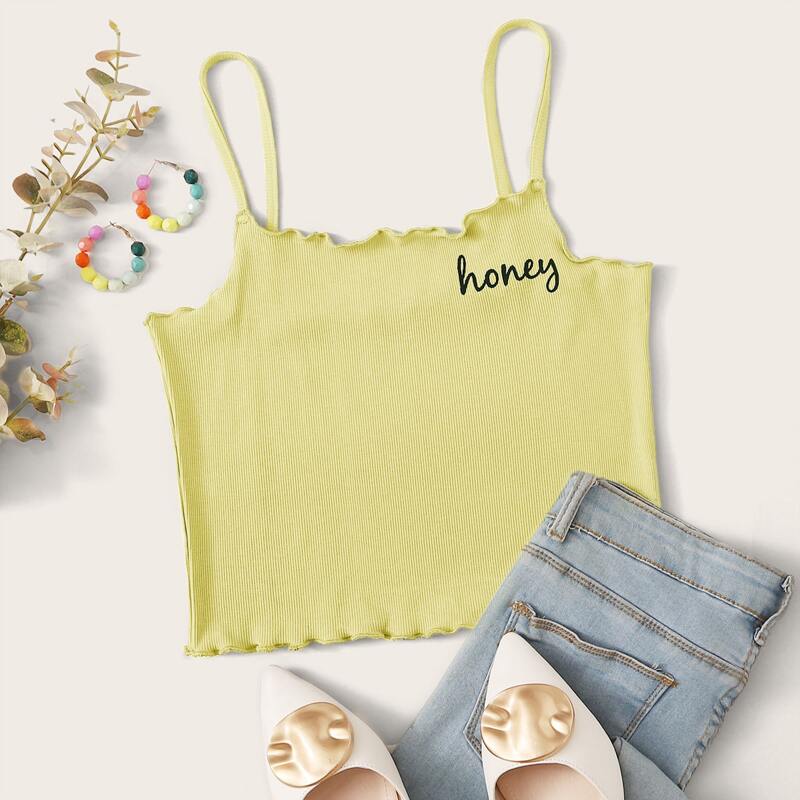 

Honey Graphic Crop Yellow Cami