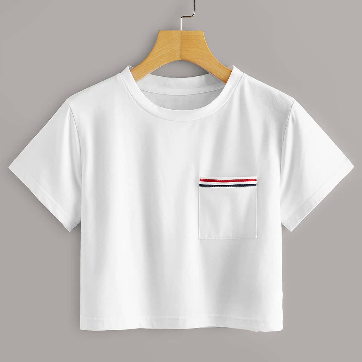 

Pocket Crop White Tee