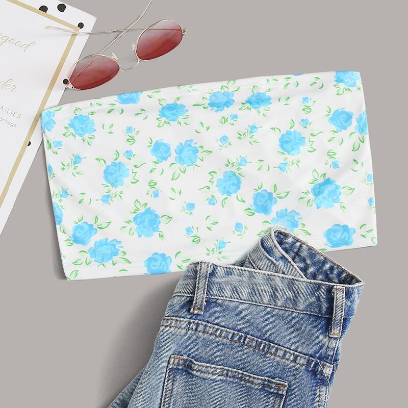 

Floral Crop Tube Top, Multicolor