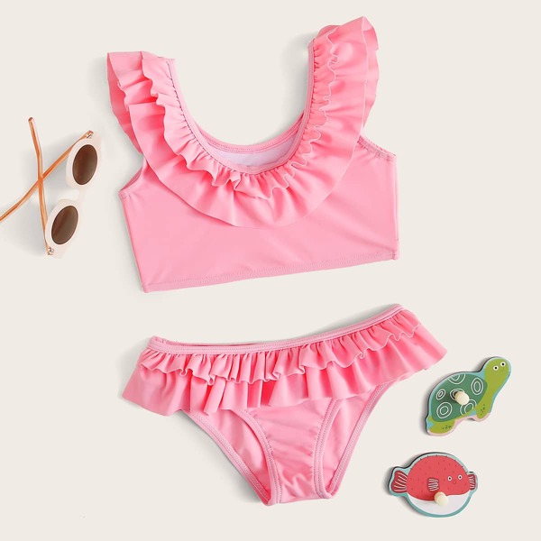 

Toddler Girls Ruffle Trim Bikini Swimsuit, Pink