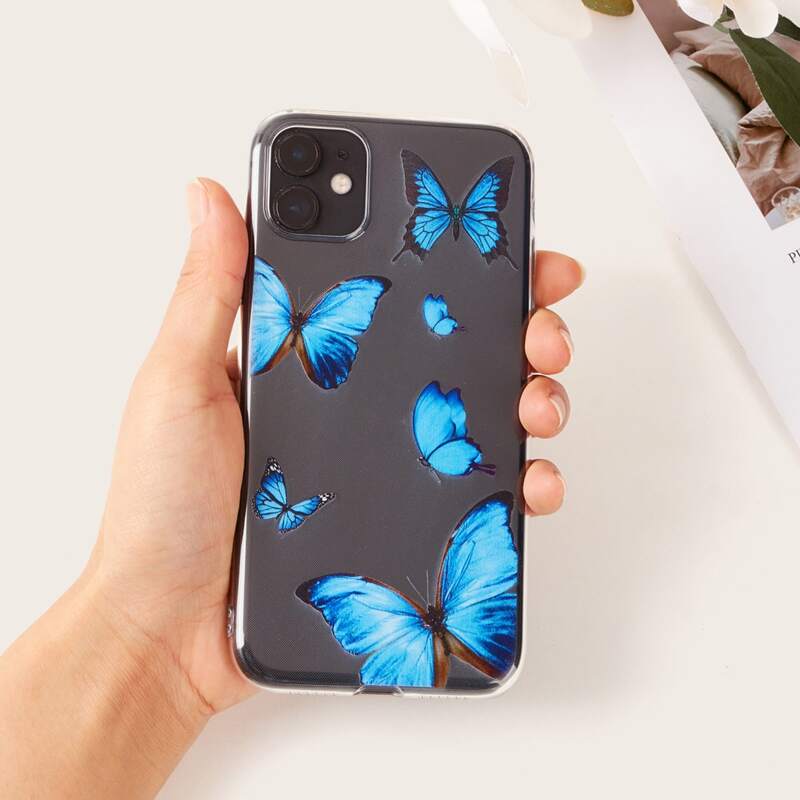 

Butterfly Clear iPhone Case, Blue