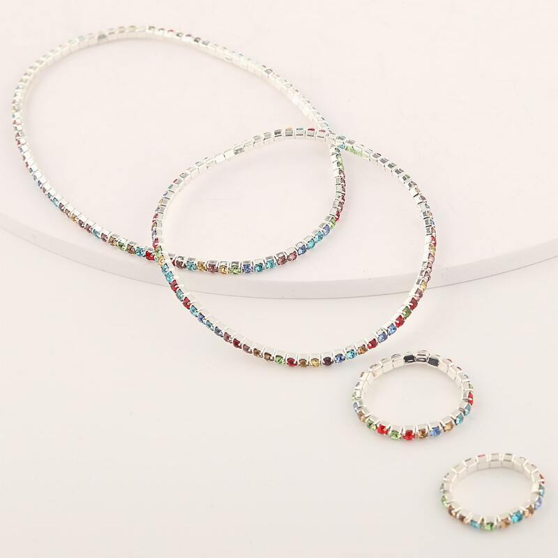 

4pcs Rhinestone Engraved Anklet & Toe Ring, Multicolor