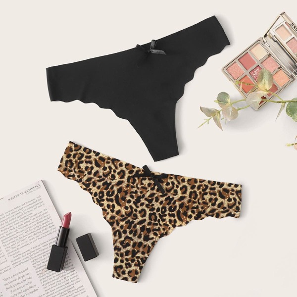

2pack Leopard Seamless Panty Set, Multicolor