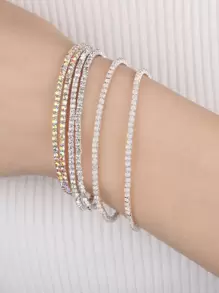 6入組水鑽紋理手鐲 - 銀色 - 查看 1