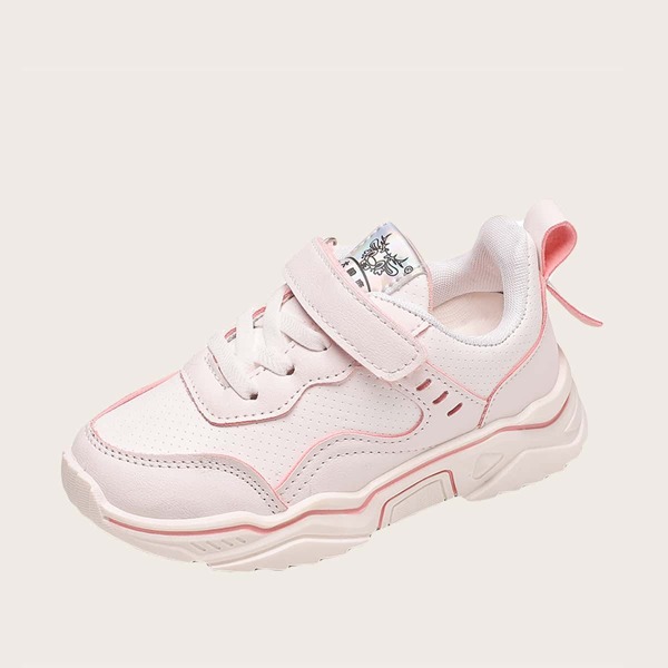 

Girls Lace-up Front Velcro Strap Sneakers, Pink