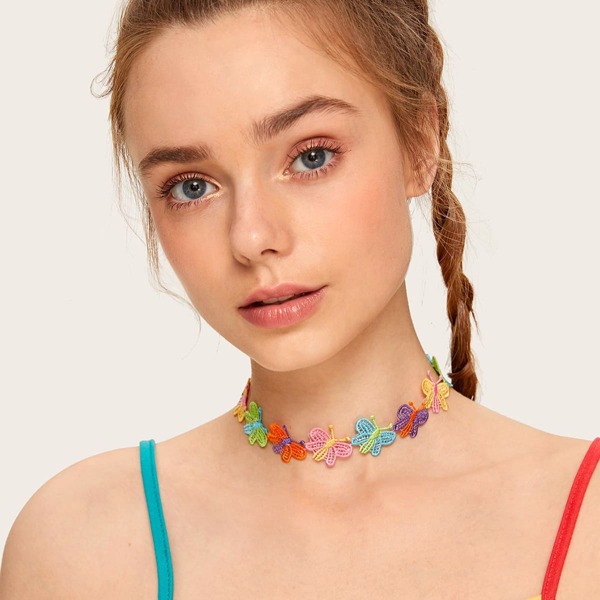 

Колье с бабочкой 1шт, Многоцветный
