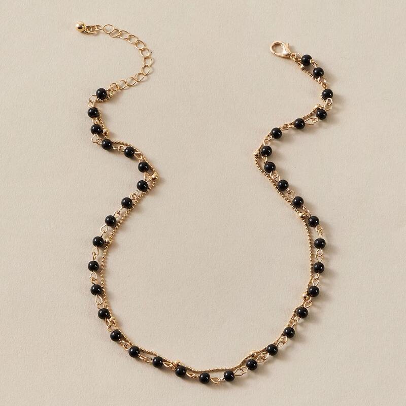 

1 piece Beaded Layered Necklace, Multicolor