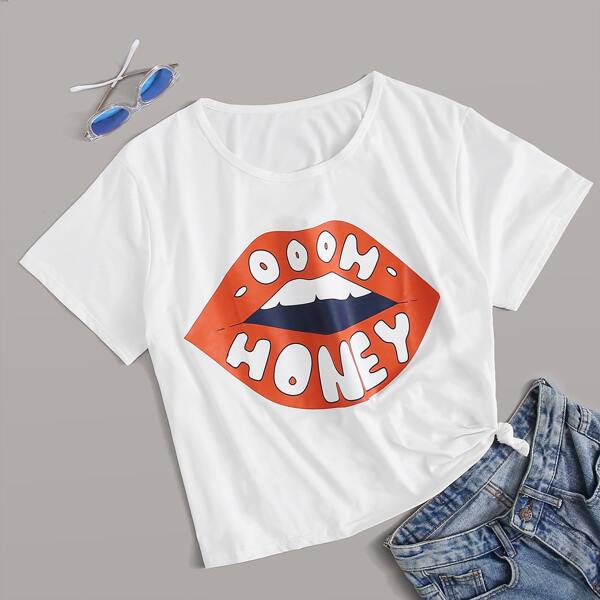 

Plus Lip & Letter Graphic Tee, White