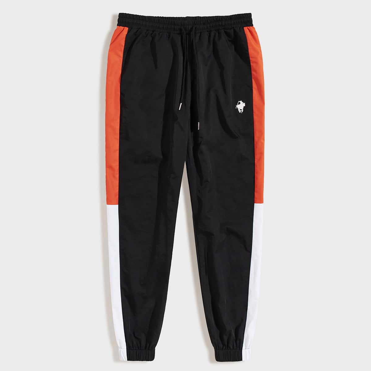 

Guys Striped Side Graphic Print Windbreaker Pants, Black