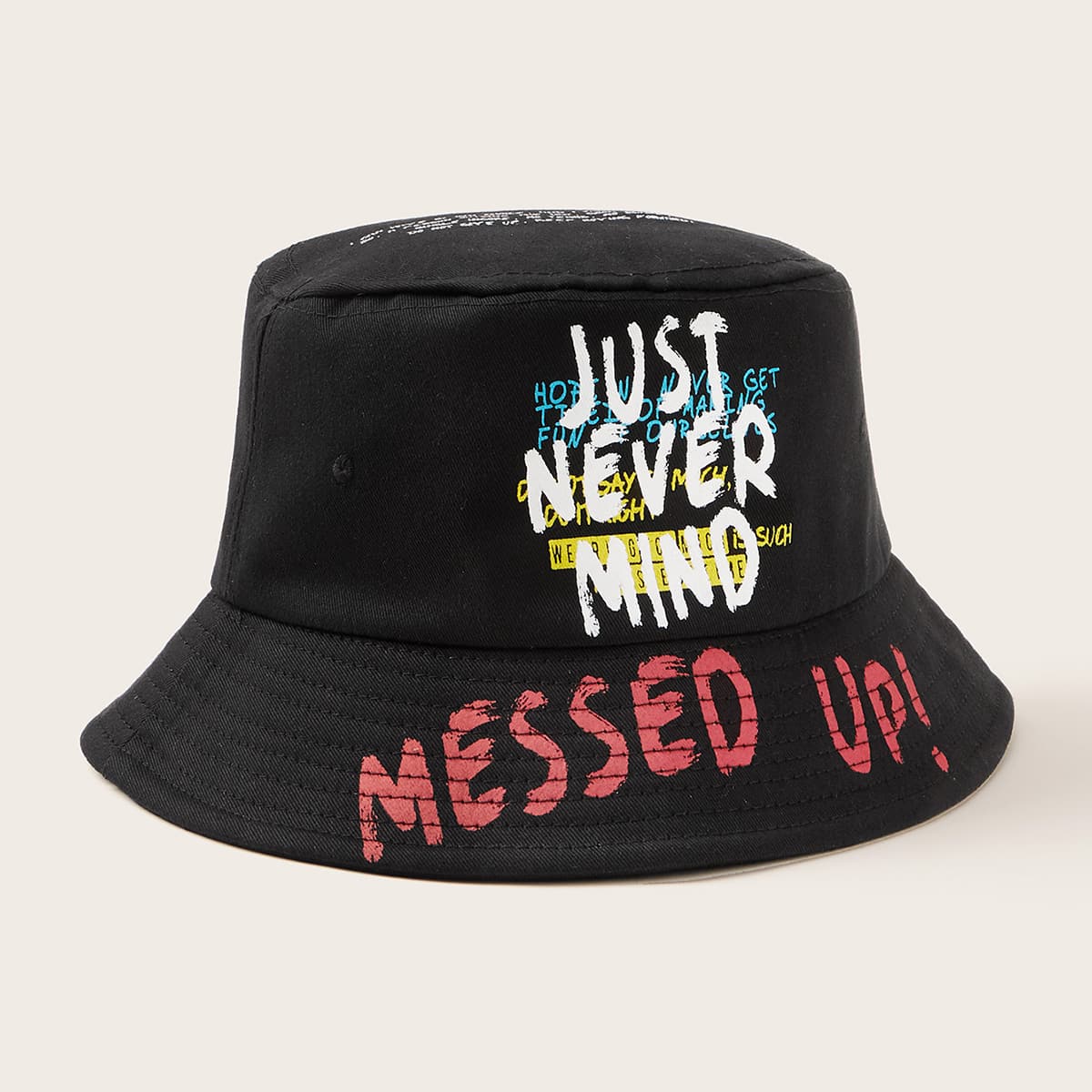 

Slogan Graphic Bucket Hat, Black