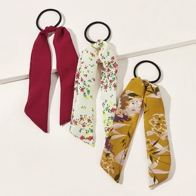 

3 pieces Floral Pattern Hair Tie, Multicolor