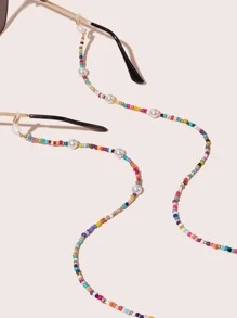 Faux Pearl Decor Beaded Glasses Chain - Multicolor - View 2
