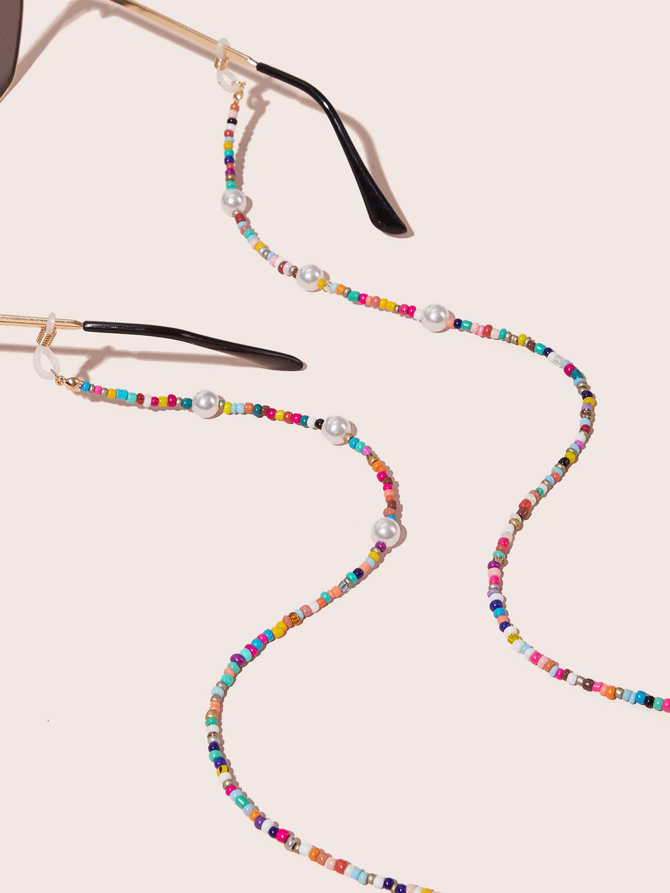Faux Pearl Decor Beaded Glasses Chain