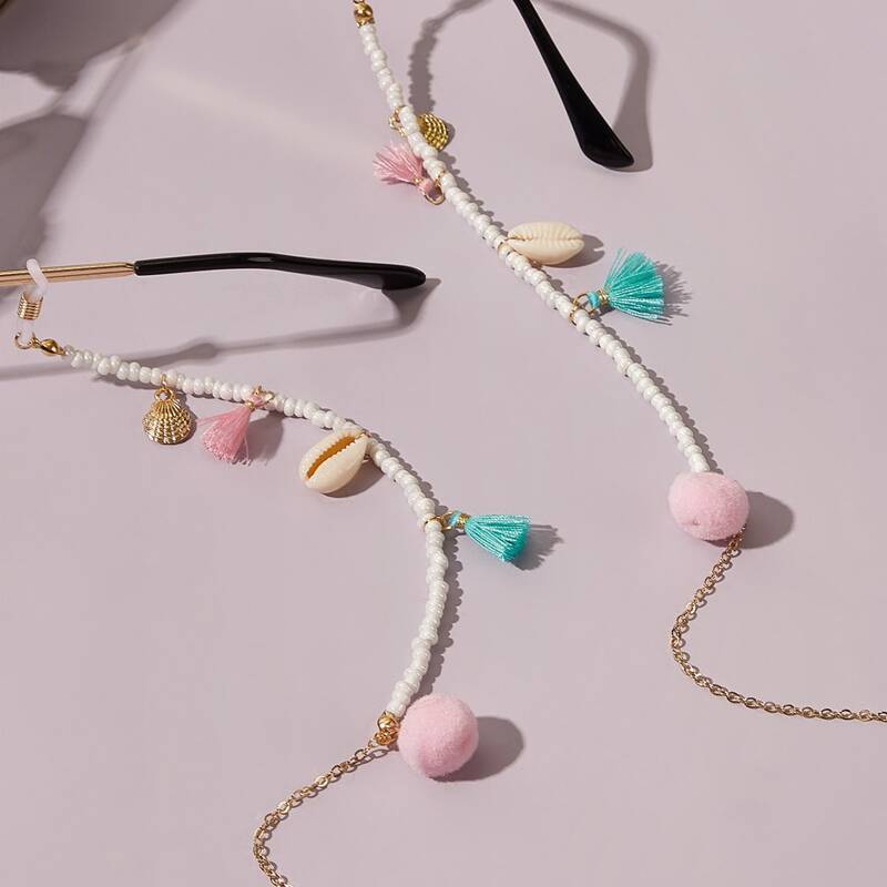 

Tassel & Shell Charm Beaded Glasses Chain, Gold