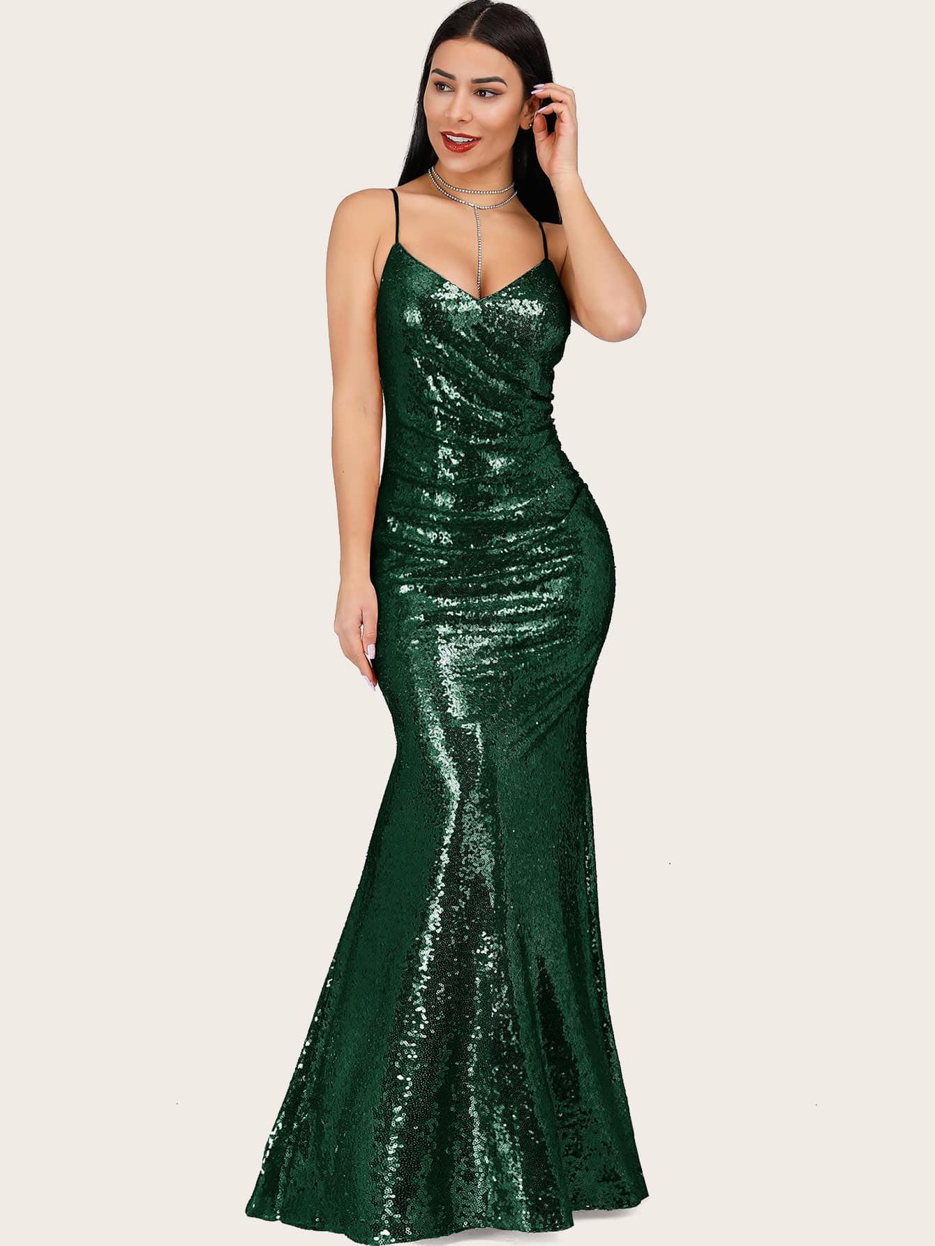 green bodycon prom dress