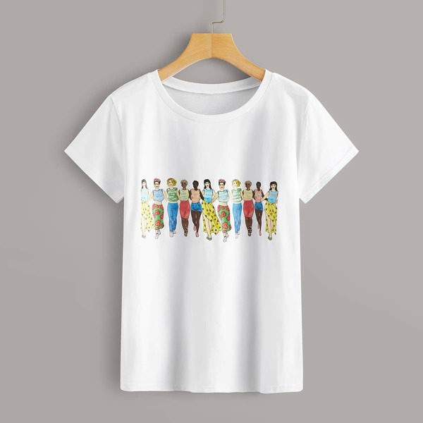 

Figure Graphic Round Neck Tee, White