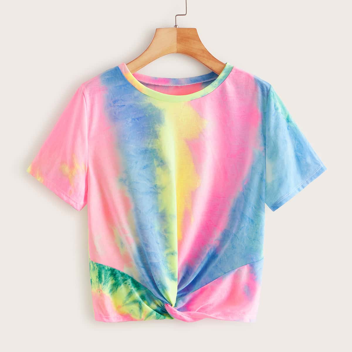 

Tie Dye Twist Hem Tee, Multicolor