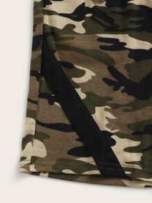 SHEIN Boys Camo Panel Top & Elastic Waist Shorts Set - Multicolor - View 4