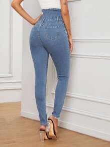 SHEIN Essnce 寬腰帶緊身牛仔褲