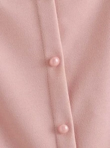 SHEIN Clasi Plus Button Front Scallop Edge Laser Cut Peplum Top - Pink - View 4