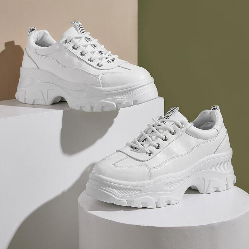 

Lace-up Front Chunky Sneakers, White