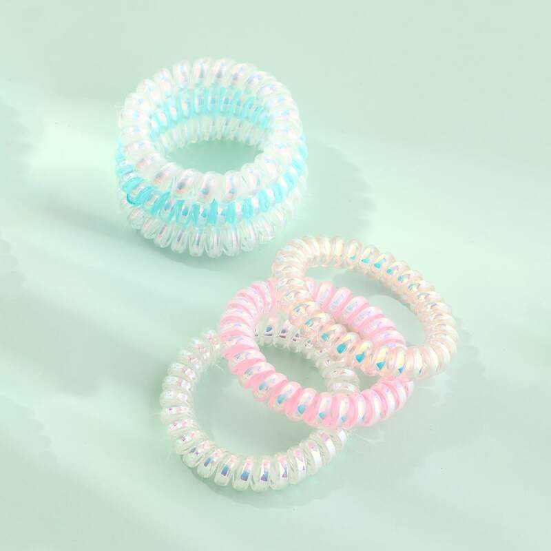 

6pcs Random Laser Spiral Hair Tie, Multicolor