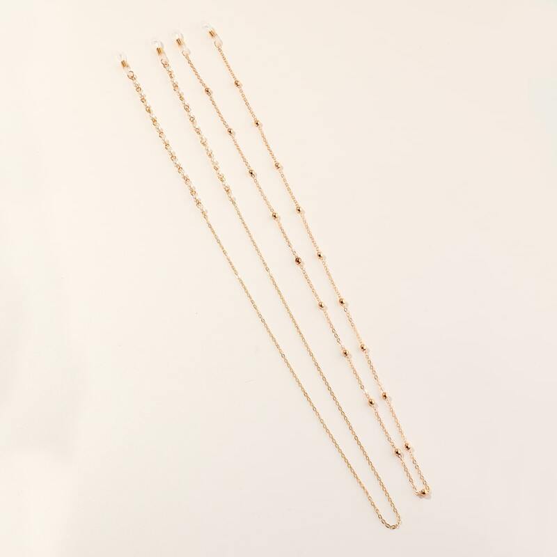 

2pcs Faux Pearl Decor Glass Chain, Gold