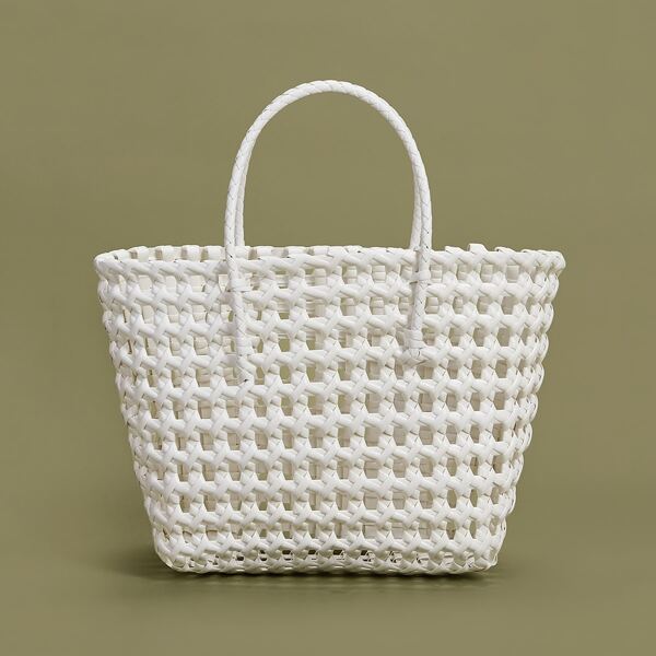 

Hollow Out Woven Tote Bag, White