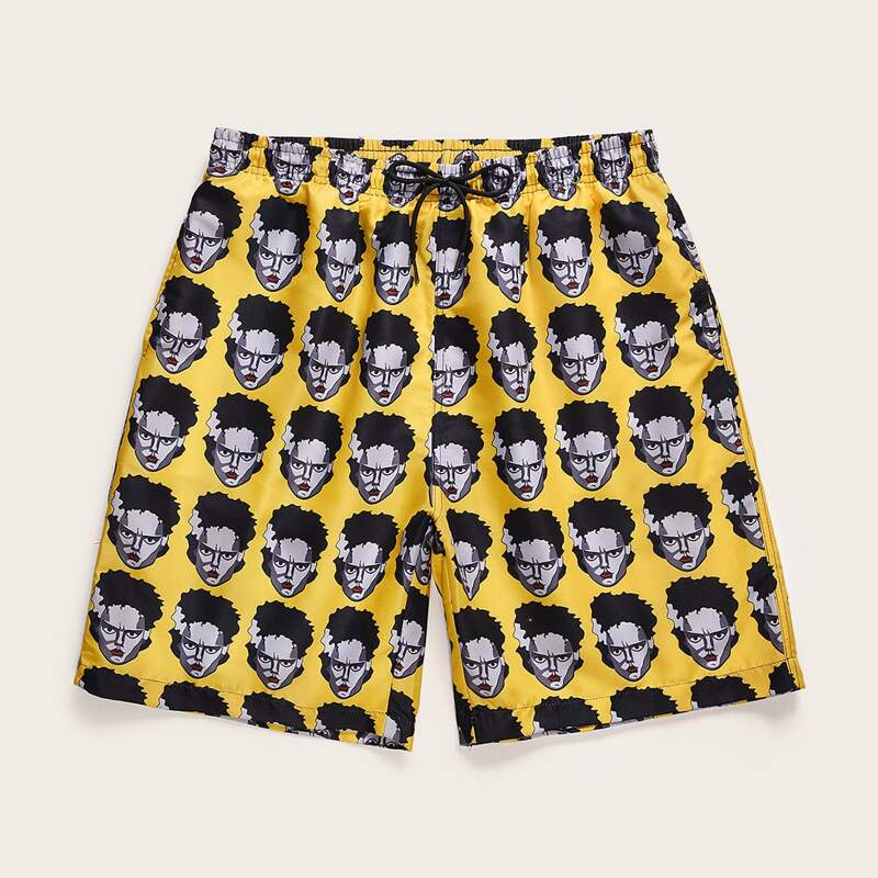 

Guys All Over Figure Graphic Drawstring Waist Swim Trunks, Multicolor