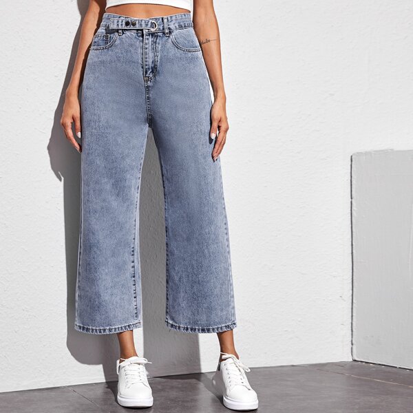 

Light Wash Cropped Baggy Jeans, Blue pastel