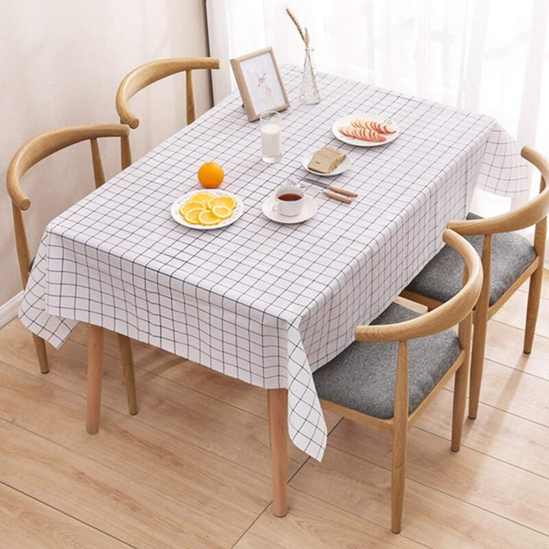 

1pc Plaid Pattern Tablecloth, White
