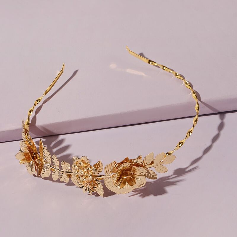 

Metal Floral Decor Hair Hoop, Gold