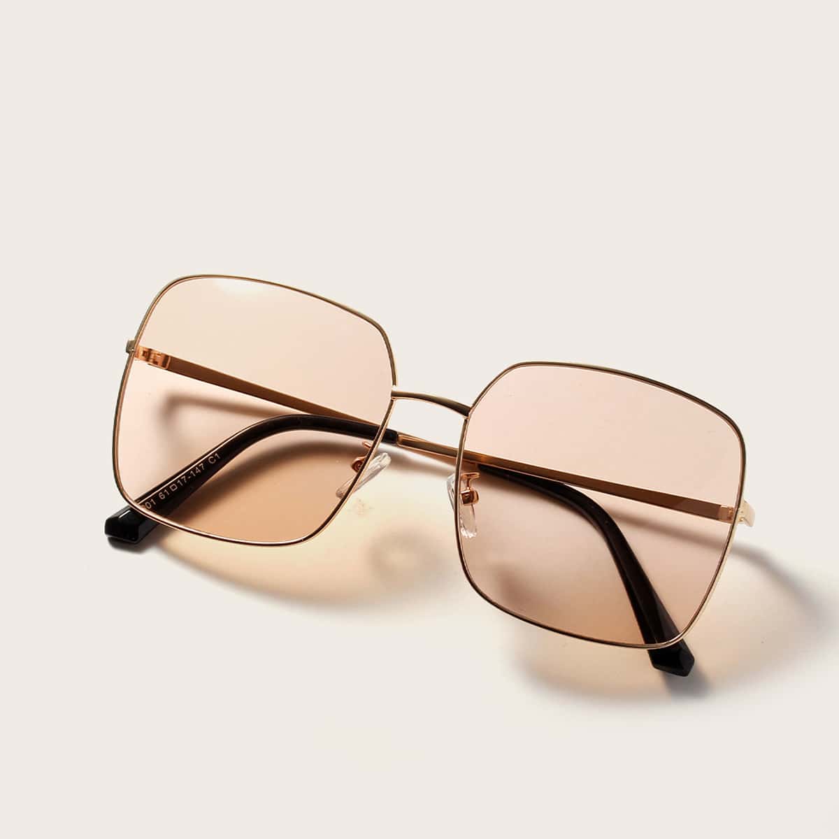 

Square Metal Frame Sunglasses With Case, Pink