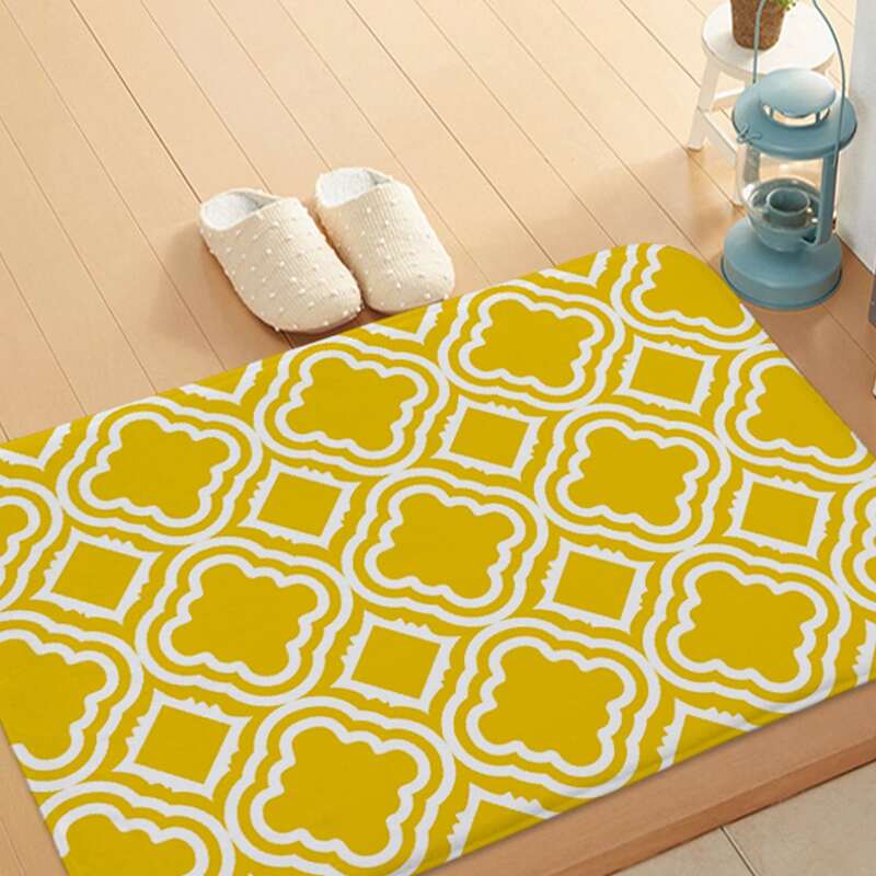 

Geometric Pattern Floor Mat, Yellow
