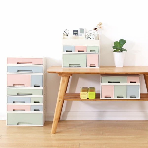 

1pc Color-block Desktop Storage Box, Multicolor