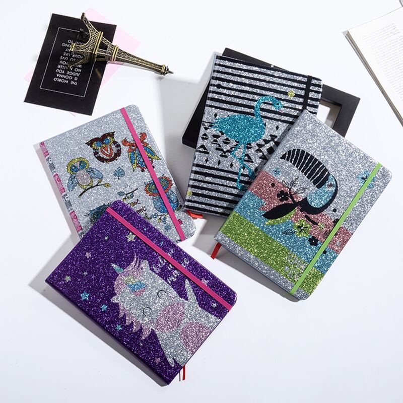 

1pc Cartoon Animal Print Glitter Cover Notebook