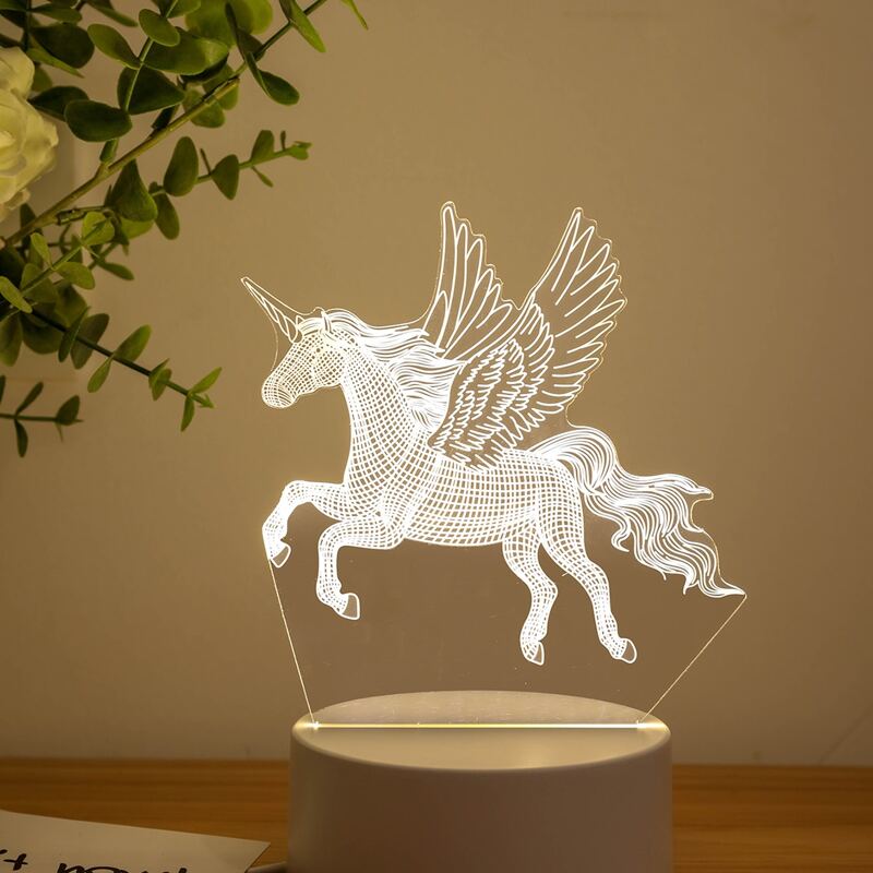 

1pc Unicorn Shaped Night Light, White