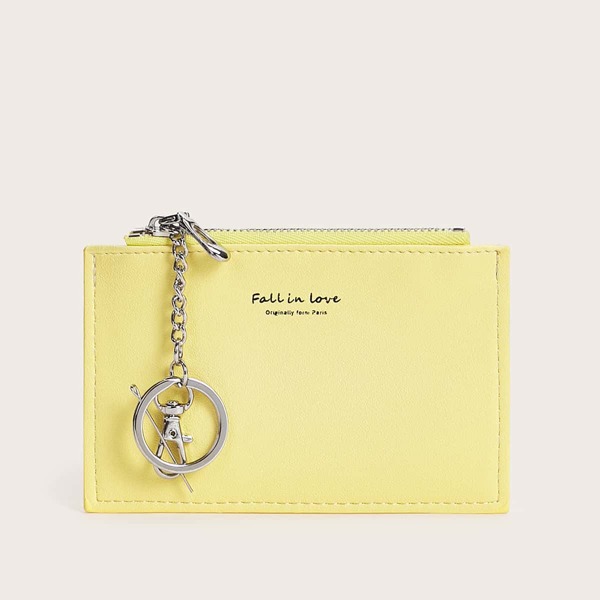 

Letter Graphic Purse With Keychain, Yellow