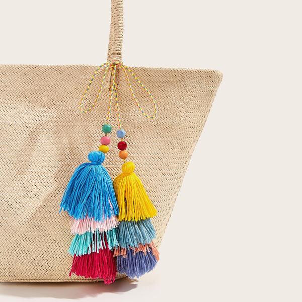 

Контрастная подвеска для сумки с бахромой, Многоцветный