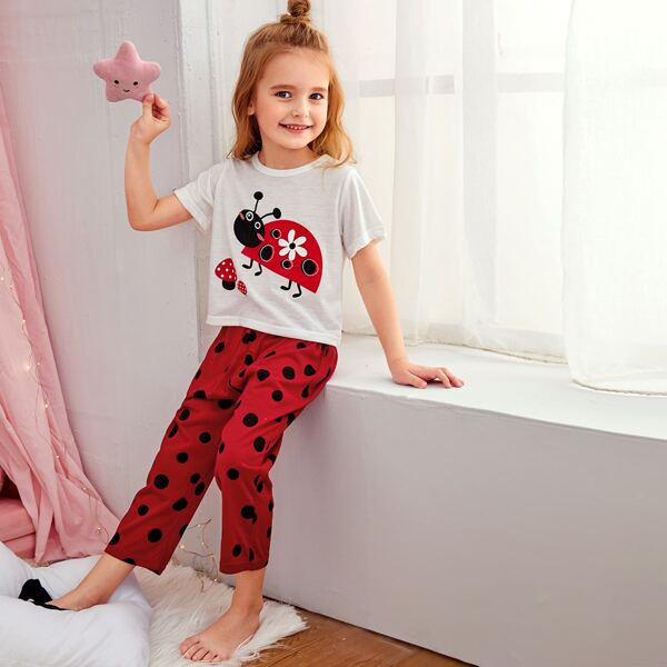 

Toddler Girls Cartoon Graphic Tee & Pants Pj Set, Multicolor