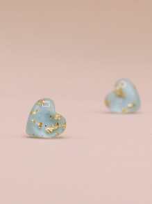 1對心形造型耳釘 - 綠色 - 查看 4